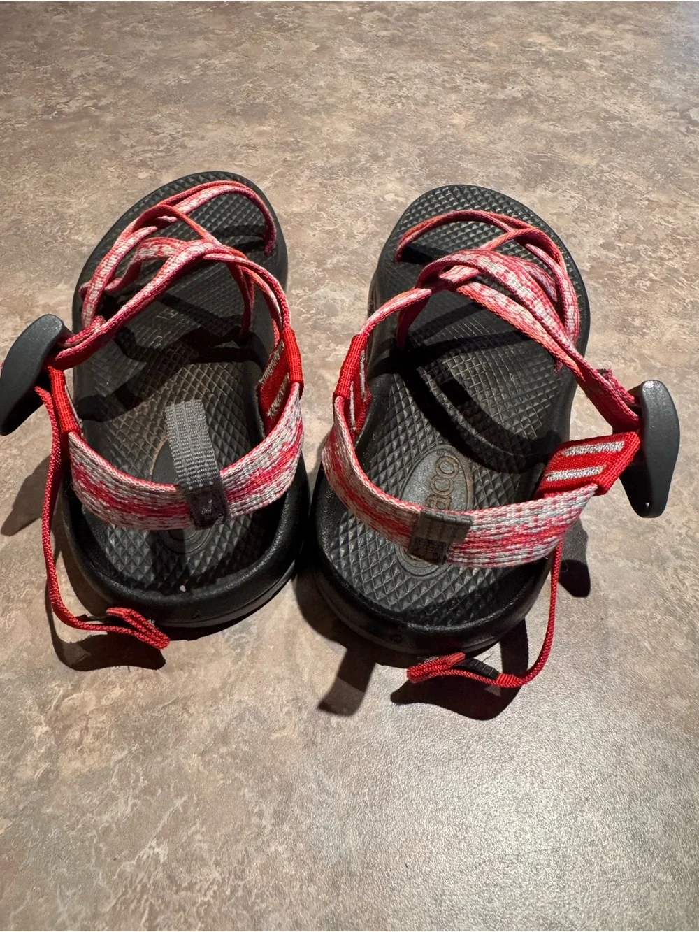 Chaco Red and Black Strappy Outdoor Sandals